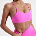 Solid Color underwear Cross Back Women Fitness Sports Bra Top Yoga Comprehensive Training Jog Chest Pad Spaghetti Strap Beauty
