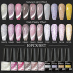 10/12PCS/SET Cat Magnetic Gel Nail Polish Set 9D Reflective Glitter Gel Semi Permanent UV Gel Soak Off Sparkling Nail Art Kits
