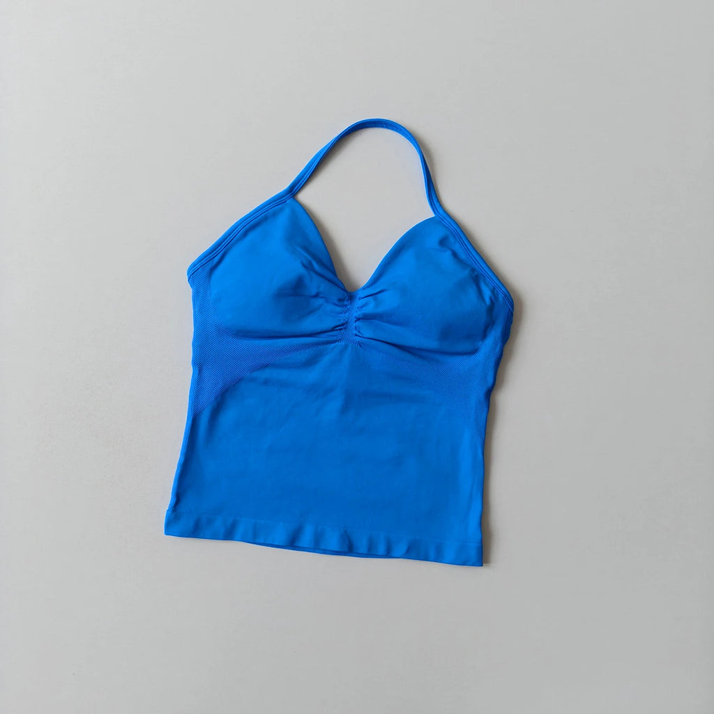 Longline Strappy Top Yoga Vest Woman Backless Tank Tops Sports Fitness Bras Running Workout Gym Halter