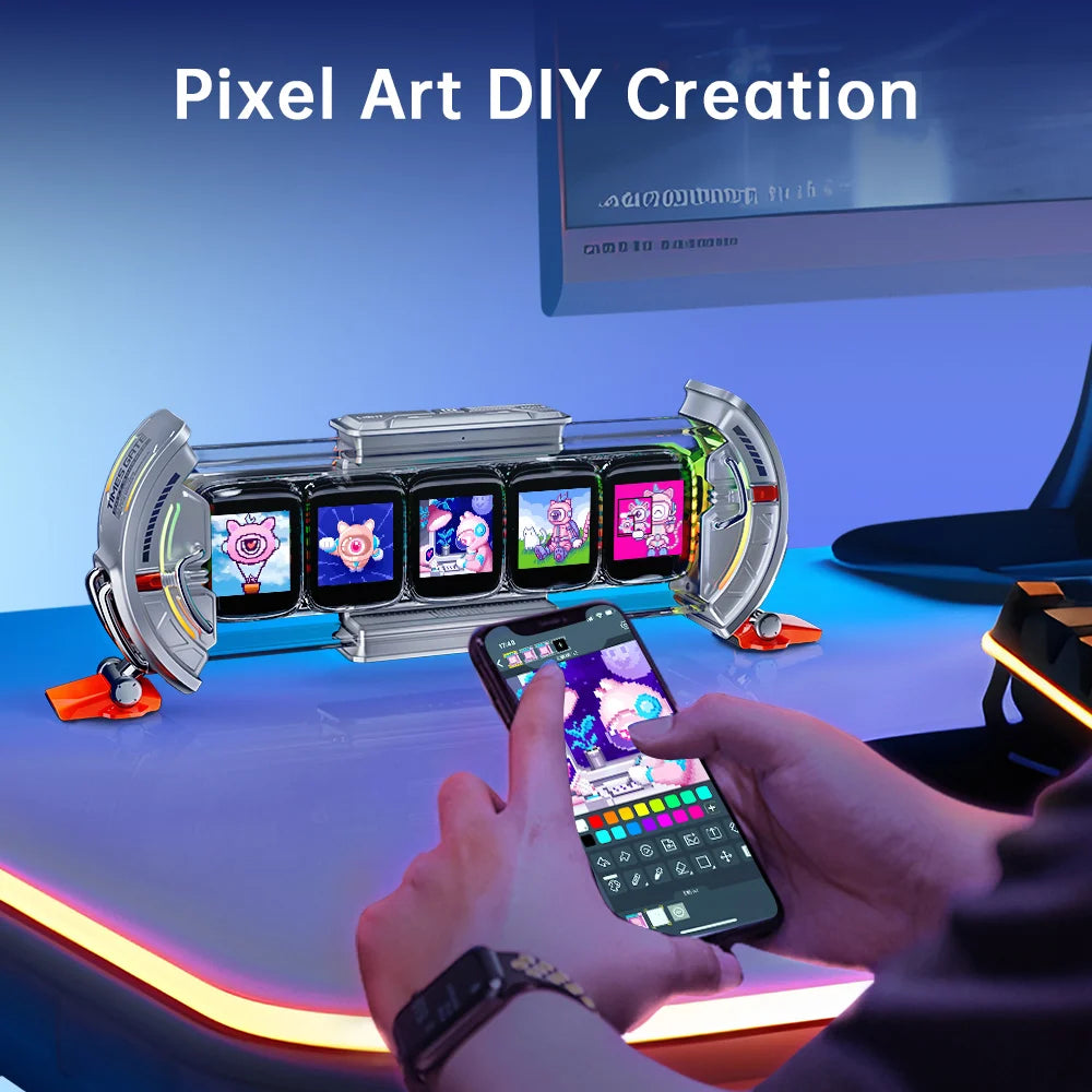 Divoom Times Gate Gaming Room Setup Digital Clock with Smart APP Control, WiFi Connect, RGB LED Display, Office Decor Cyberpunk Secondary image