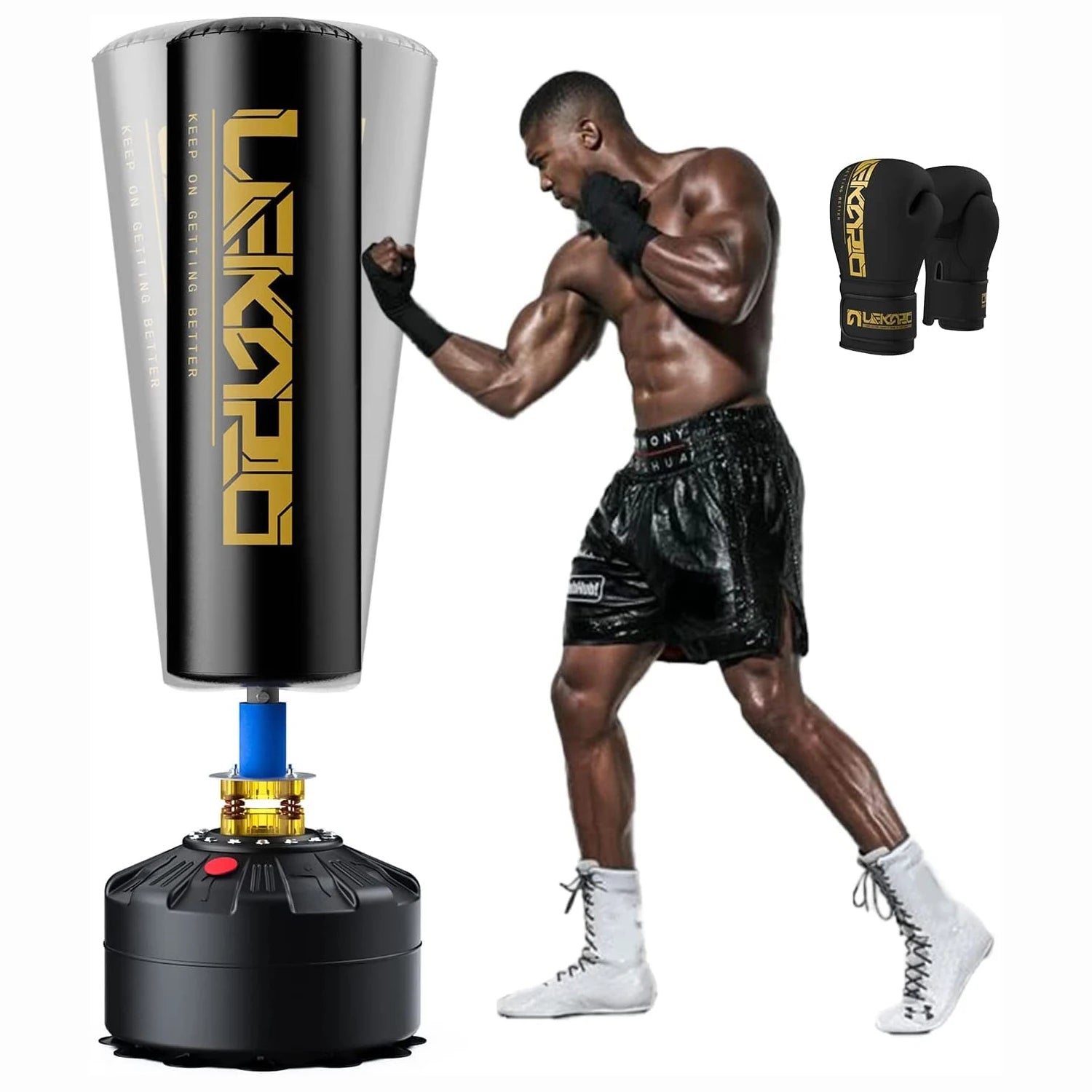 Standing boxing post with gloves, home fighting training sandbag, boxing bag with suction cup, holiday gift for sports men Main image