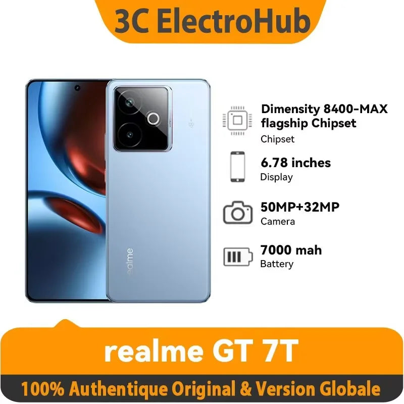 realme GT 7T, 5G Dimensity 8400-MAX Chipset, 7000mAh Battery 120W Charge, 50MP OIS Camera NFC Main image