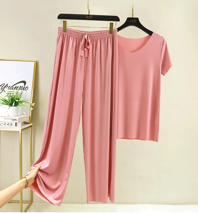 two piece set women top and pants Summer 2 piece sets womens outfits vacation 2026 new collection wide leg pants elegant casual