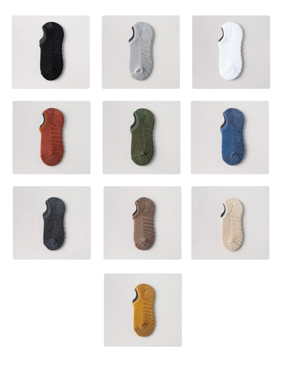 5 Pairs Men's Cotton Short Socks High Quality Crew Ankle Casual Soft Non-Slip Breathable Low-Cut Summer Autumn Socks for Men