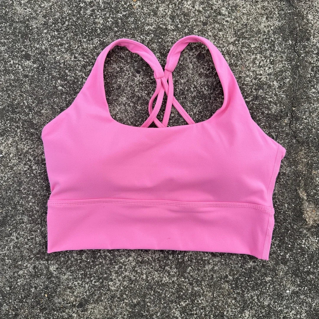 Solid Color Soft Tight Gym Yoga Underwear high strength shockproof Women Cross Back Fitness Bra Sport Top Comprehensive Butter