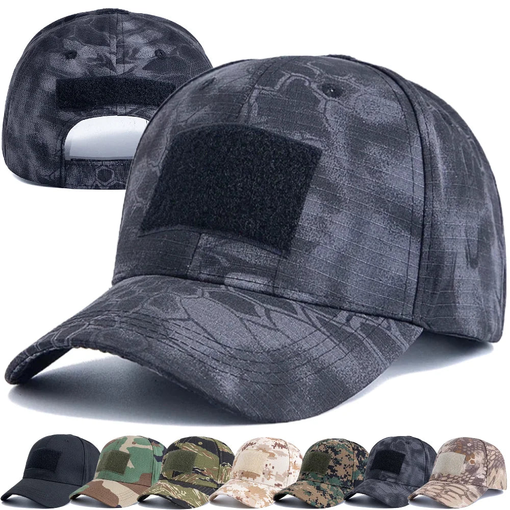 Men's Camouflage Tactical Baseball Cap With 3 Velcro Patches Military Camouflage Hat Cap For Outdoor Jugle Fishing Hiking Caps Image principale du produit