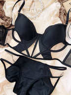 French Thin Cup Women Lingerie Set Sexy Hollow Lace Bra Set Summer Mesh Comfort Breathable Underwear Fish Bone Tops Intimates