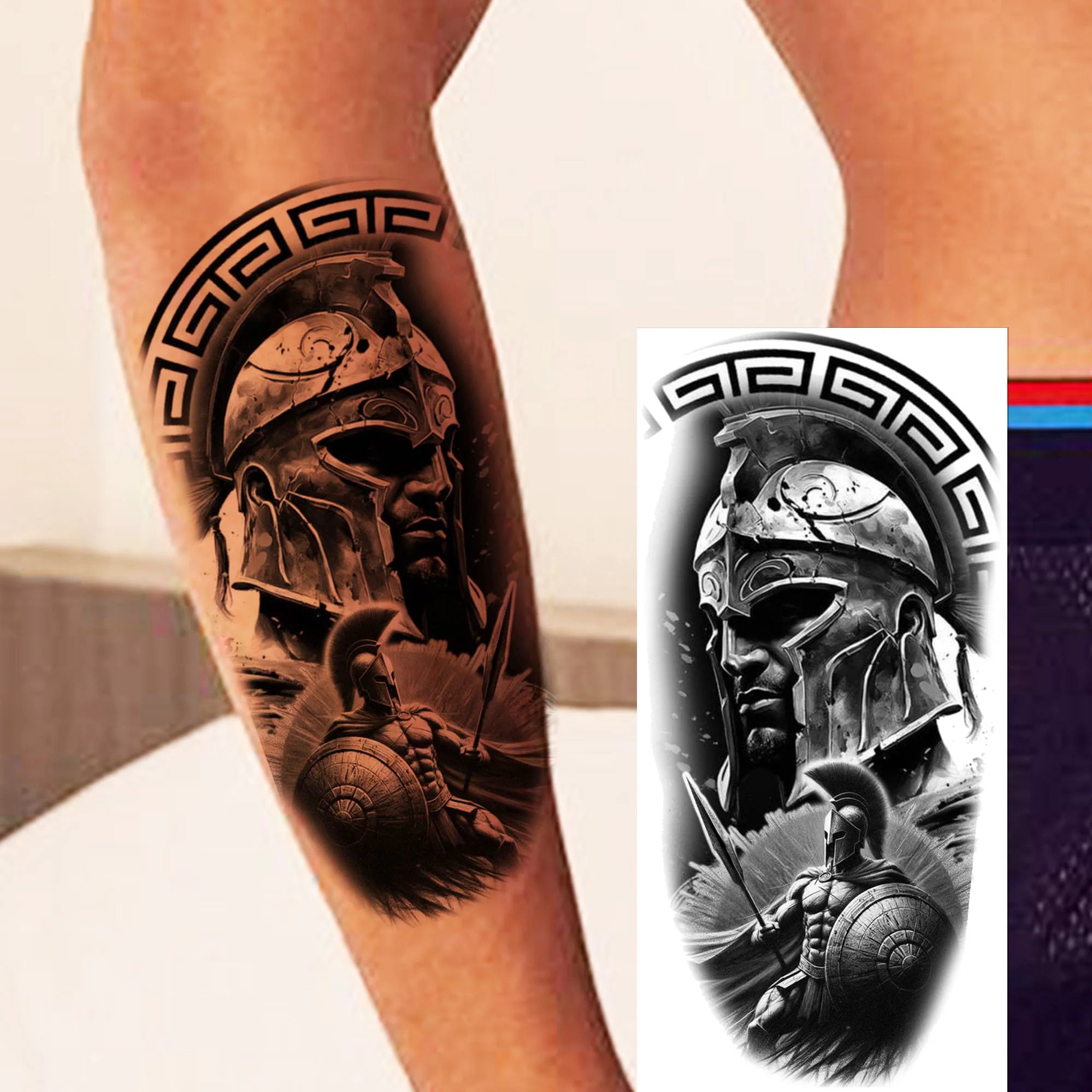 1 Sheet Waterproof Knight Warrior Gladiator Temporary Tattoos For Men Women Realistic Fake Tattoo Sticker  Forearm Tatoos Decals