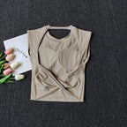 Women's Slim Fit Open Back Sports Tank Built in Fixed Cups Breathable Pilates Yoga Workout Top