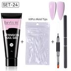 LILYCUTE 15ml Extension Gel Nail Polish Set Quick Nail Prolong With Extend Mold Nail Tips Acrylic Solution Manicure Tools Kit