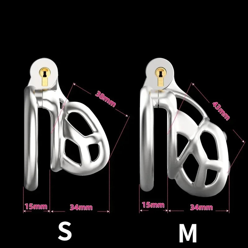 Stainless Steel Male Chastity Cage Cock Mamba Penis Ring Chastity Belt BDSM Erotic Urethral Lock Double-Arc Ring Sex Toy Secondary image
