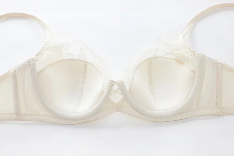 Luxury Women Lingerie Set Sexy Lace Embroidery Underwear French Thin Cup Push Up Bra Summer Mesh Breathable Intimates Bra Sets