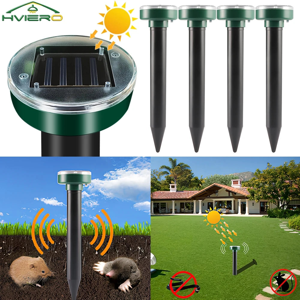 4/8X Solar Repeller Powered Ultrasonic Sonic Mouse Mole Pest Rodent Repellent Vibration Wave Yard Outdoor Garden Lawn Farm Field Main image