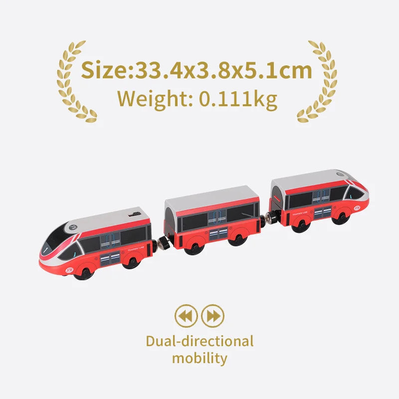 Wooden Railway Train Locomotive Magnetic Electric Car Train Toys Fit Biro Wooden Diecast Slot Train Track Railway Christmas Gift