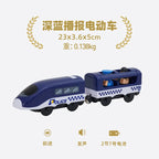 wooden Electric car set Magnetic Electric Train with Little Doll Diecast Slot Toy set Compatible Railway Wood Track Rail Train