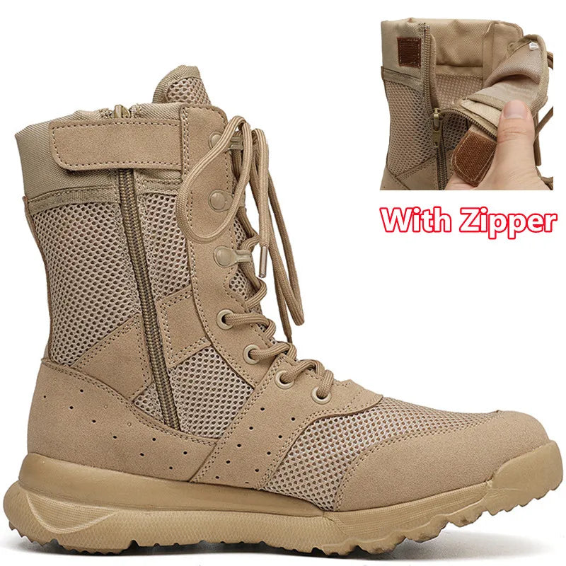 Side Zipper Outdoor  Boots Men Women Lightweight Summer Mesh Breathable Hiking Climbing Shoes 35-48 Size Main image