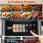 Patbrela 5.5L Air Fryer 8-in-1 Max 200°C Electric Hot fryer Oven Oilless Cooker with Touch Control & Nonstick Basket & Visible Window