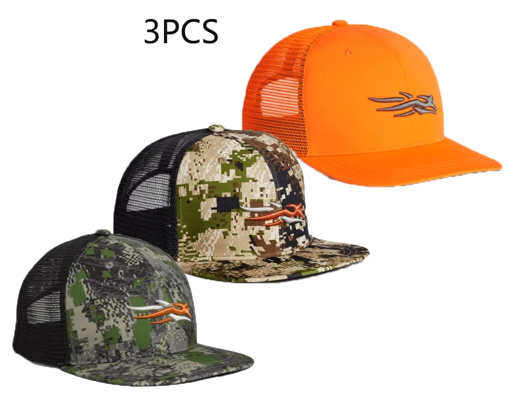 Mens Hunting Hat Camouflage Structured Mesh Baseball Cap Adjustable Classic Mens Fishing Outdoor Sports Hat Breathable