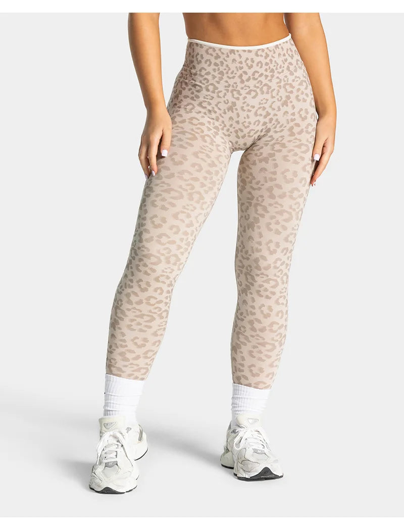 High Waist Leopard Print Yoga Pants, Butt Lifting Tummy Control Leggings 