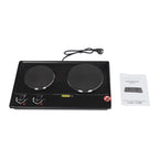 2500W Double-Burner Electric Stove Electric Hob Cooker with 2 Plate Adjustable Firepower 220-240V for Cooking Food