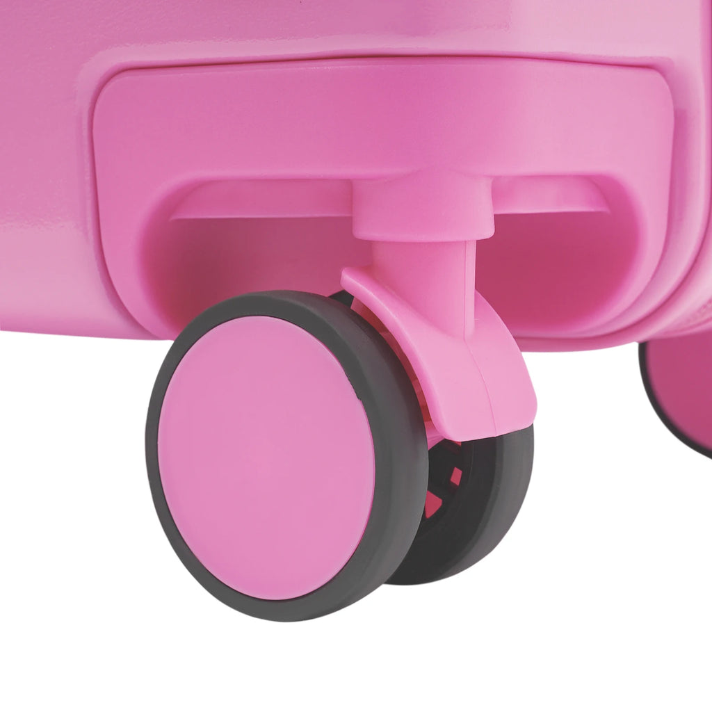 18 Inch Ride-On Suitcase, Cute Luggage with Internal Mesh Pocket, Storage Box with Swivel Casters for Short Trips, Pink
