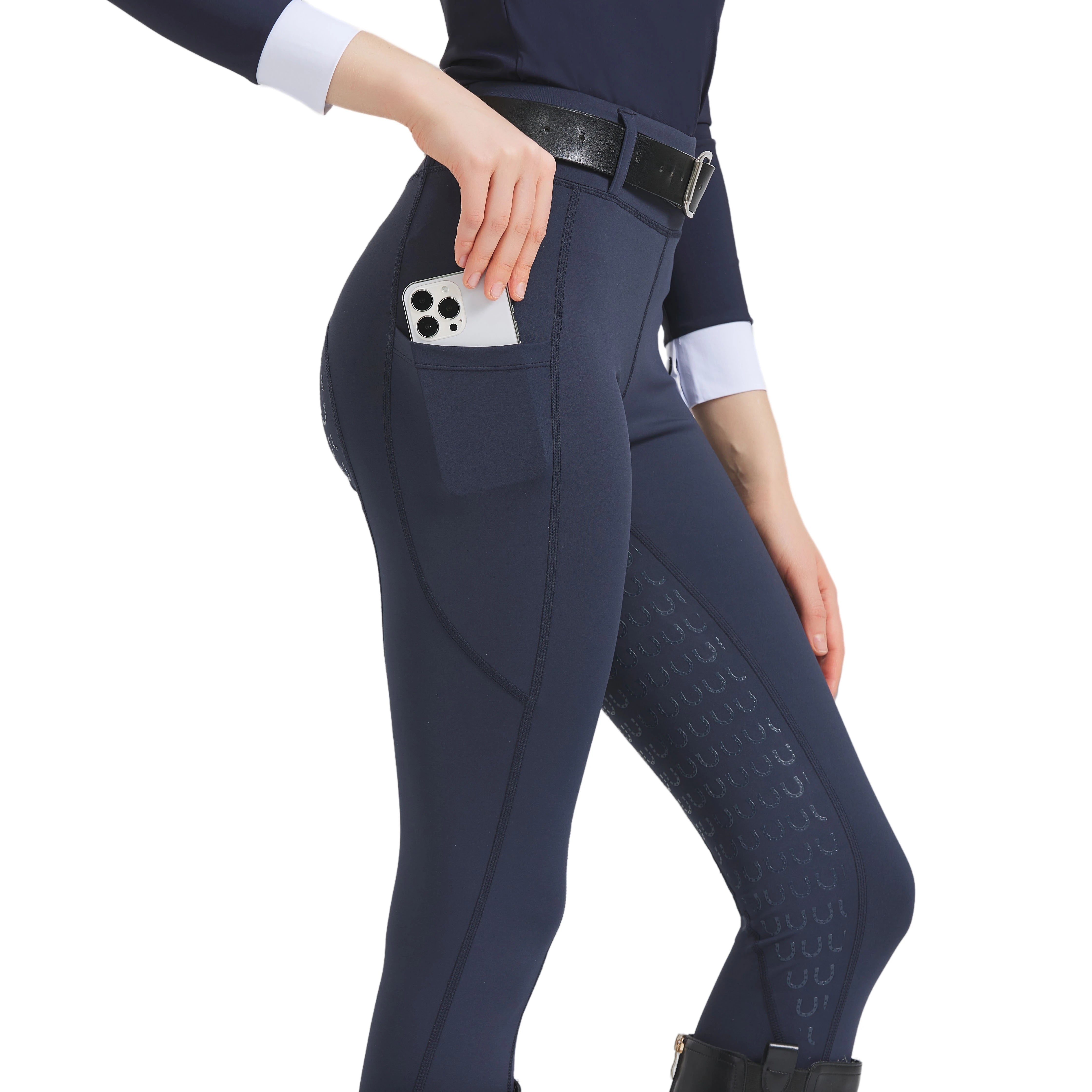 Spring and summer riding pants women's knitted high-stretch, slim-fitting silicone riding pants tight riding pants breathable we Image principale du produit