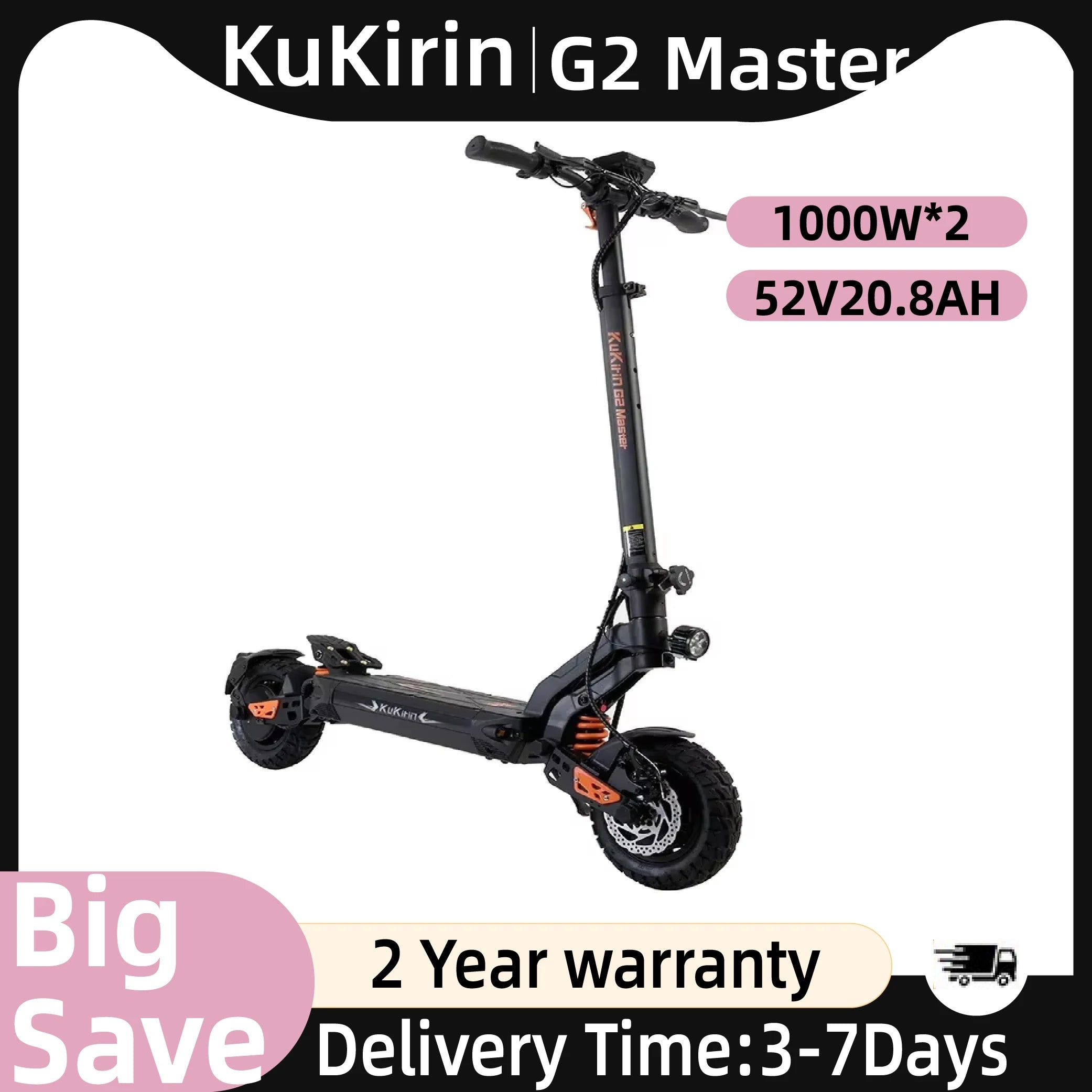 KuKirin G2 Master Electric Scooter 1000W*2 Dual Motor 52V 20.8Ah 60km/h Max Speed Front&Rear Disc Brake Hydraulic Shock Absorber Main image