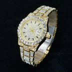 Elegant Diamond Watches Female Fashion Silver Round Stainless Steel Quartz Watch Iced Out Shiny Waterproof Clock Gift for Women