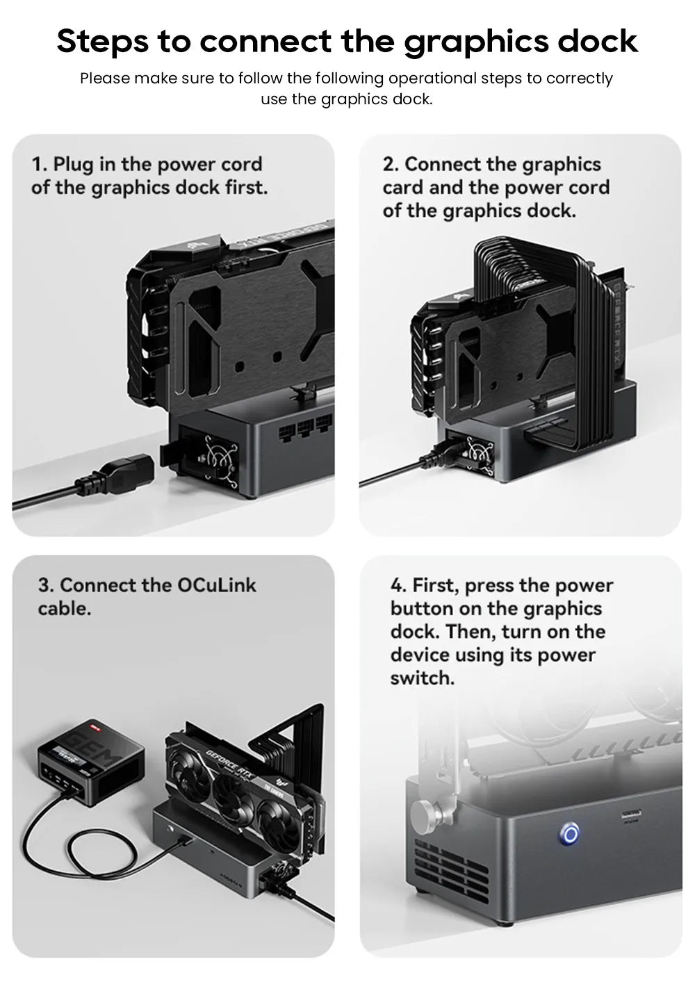 AOOSTAR AG02 eGPU Dock with Oculink & USB4 Port, 100W Reverse Charging, Built-in 800W Power Supply, Supports TGX Interface Hot-s