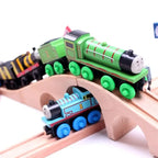 Wooden Train Track Toys Railway Rails Accessories Fit Thomas Train Road Connector Wood Railway Bridge Children Birthday Gifts