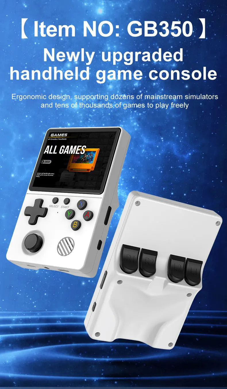Newly Handheld Game Console with Multi-Platform Operation Support, HD IPS Screen, 3D Joystick, Ergonomic Game Console GB350