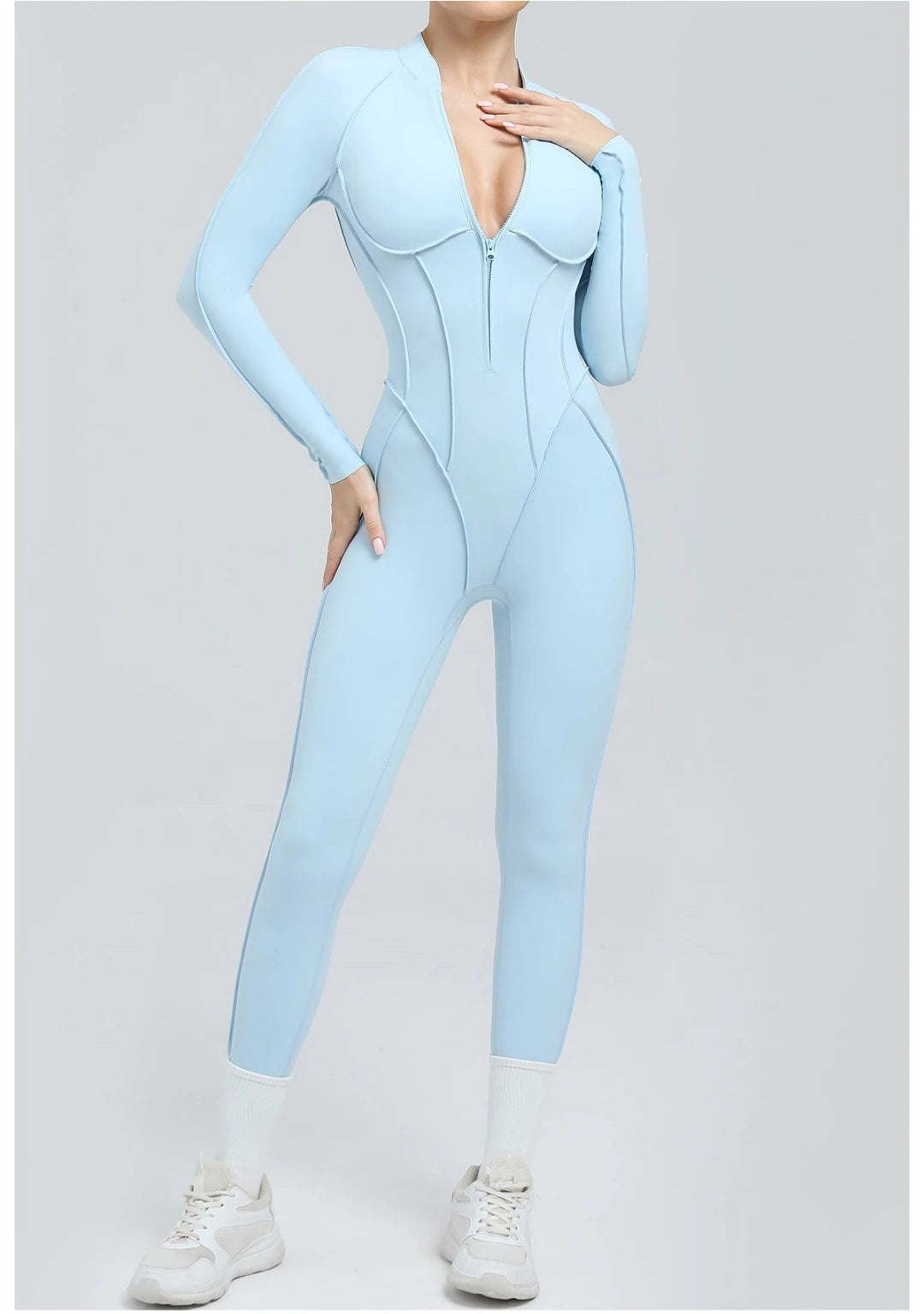 Women's Yoga Jumpsuit Hip Lift Sports Fitness Removable Padding Backless Zipper Leggings One-Piece Running Workout Gym Jumpsuit