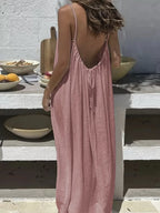2026 Loose-Fit Spaghetti Strap Dress Women's Casual Homewear Summer Dress Solid-Color Vacation Cool Homewear