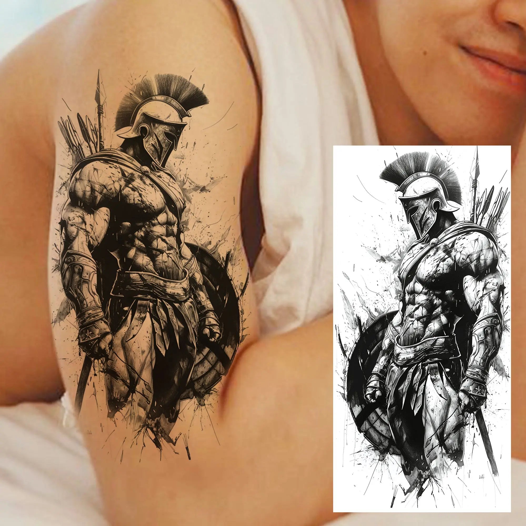 1 Sheet Waterproof Knight Warrior Gladiator Temporary Tattoos For Men Women Realistic Fake Tattoo Sticker  Forearm Tatoos Decals