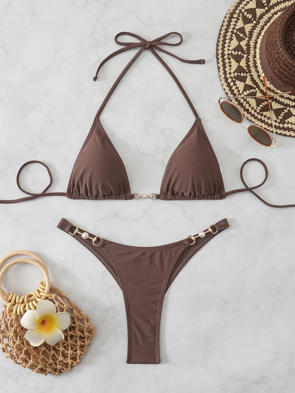 Sexy Micro Bikini 2026 Woman Chain Swimsuit Women Swimwear Thong Bikinis Set Brazilian Two-piece Bathing Suit Beach Wear Bather