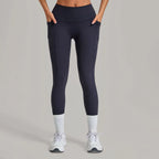 Women's Gym High-waisted High-stretch Yoga Pants with Side Pockets Leggings Workout Running Tights Quick-dry Fitness Trousers