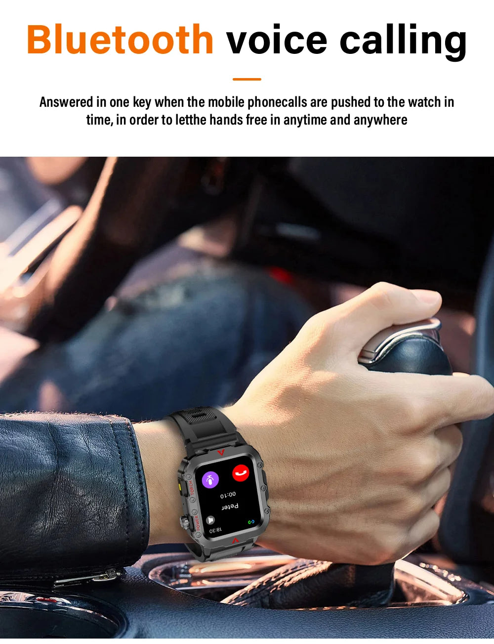LAXASFIT New Men's Smart Watch LED Flashlight Outdoor Sports Smart Watch Wristwatch Health Monitoring Smart Watch