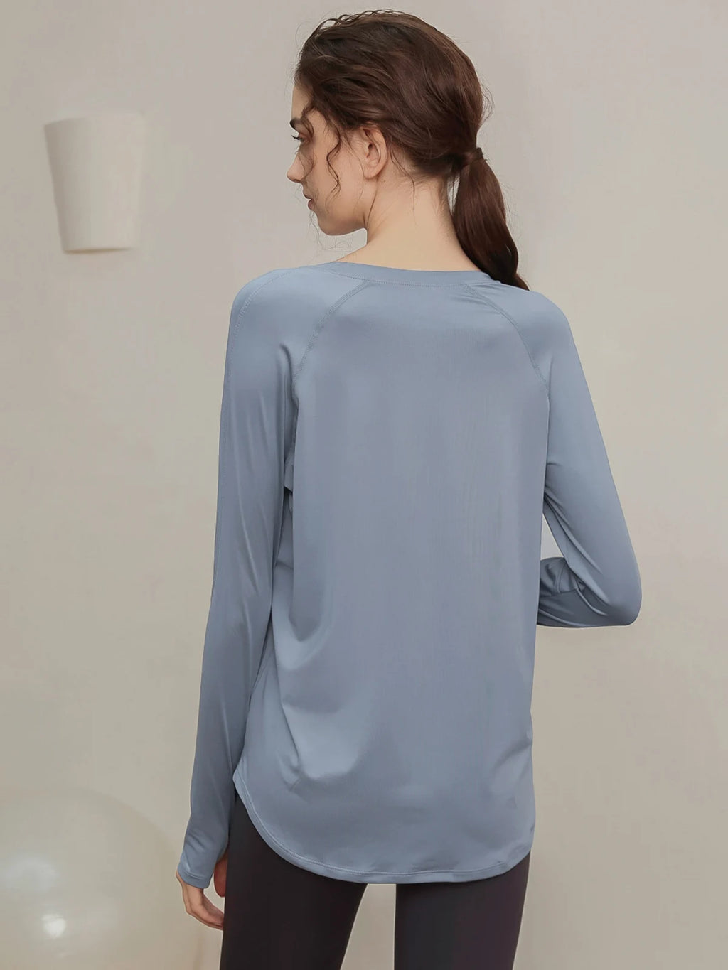 Loose, quick-drying sport tops, women's long-sleeved T-shirts, yoga wear, breathable running and fitness wear, slimming