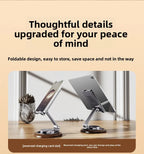 Black Walnut Wood Base Phone Holder Metal Stand 720° Rotating Foldable Desktop Stand Easy Storage for Mobile Phone Tablet Holder