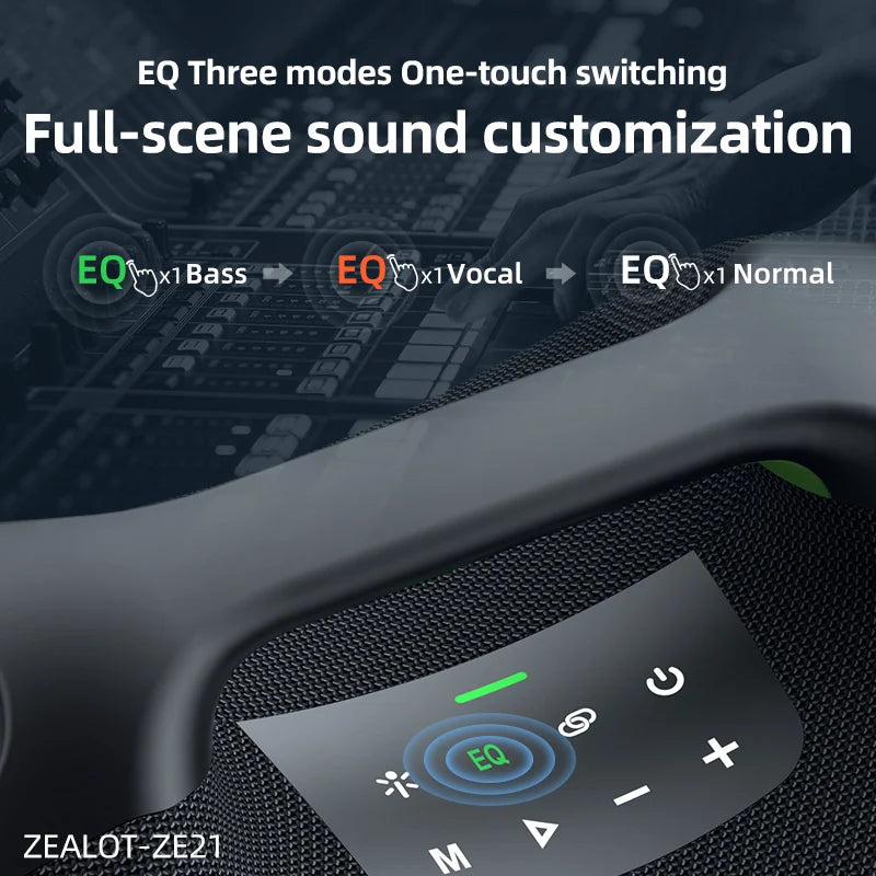 ZEALOT-ZE21 250W Portable Bluetooth Speaker High Volume Waterproof 48000mAh Wireless TWS Subwoofer Suporrt USB/TF/AUX RGB light