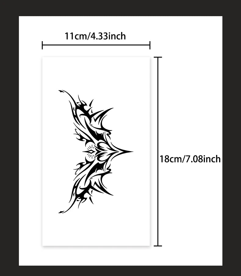 1pc Charming Tattoo Stickers Waterproof Lasting One To Two Weeks For Girls Belly Chest Back Waist Non-Reflective Thorn Cyan