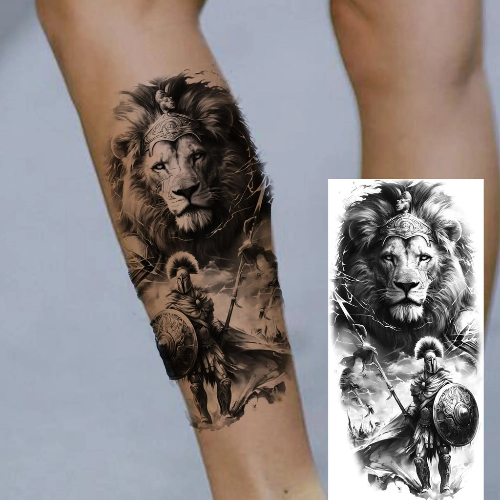1 Sheet Waterproof Knight Warrior Gladiator Temporary Tattoos For Men Women Realistic Fake Tattoo Sticker  Forearm Tatoos Decals