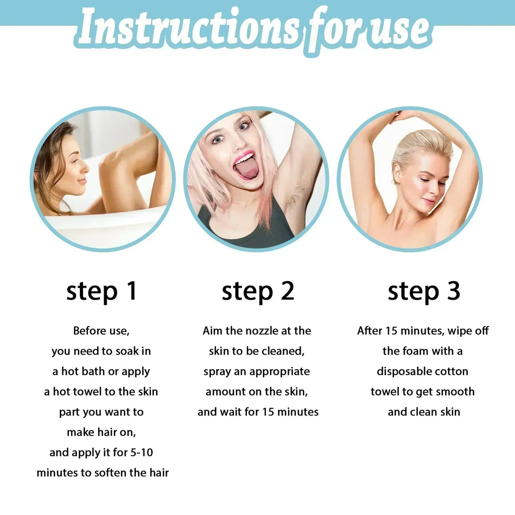 Permanent Hair Removal Spray Dissolves Hair Instantly Sprays On Effortlessly Gentle on Skin Pain-Free Long-Lasting Results