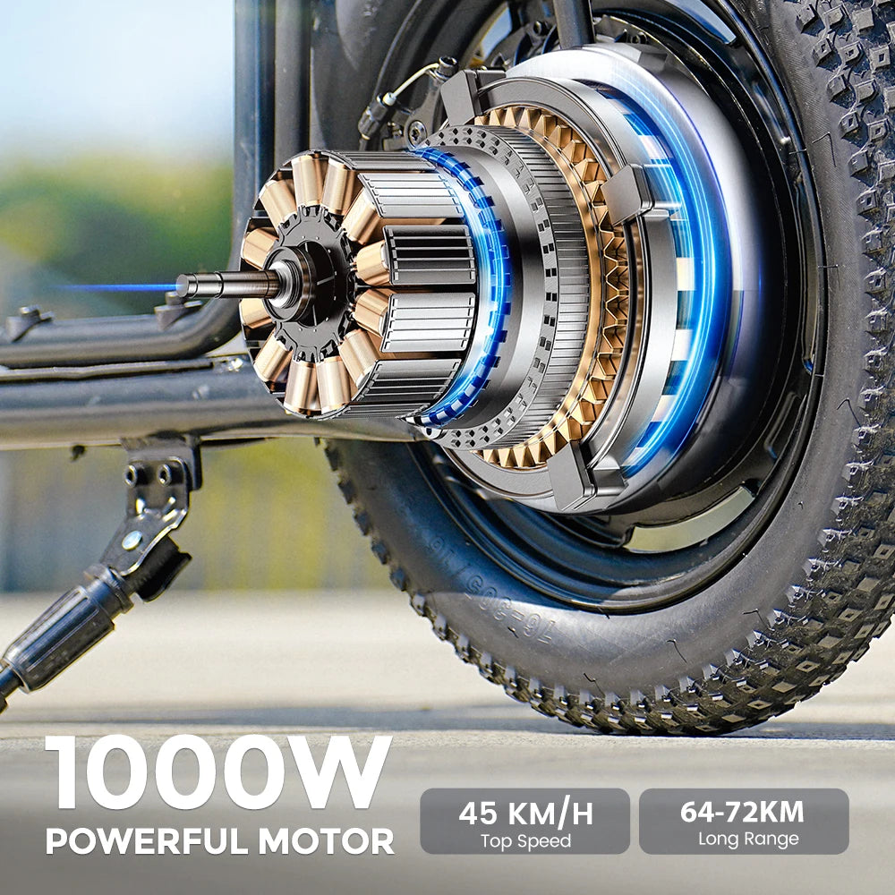 iScooter F7 48V 1000W E-Scooter 45km/h 72km Range App Control 16" All-Terrain Tires Foldable Rear Basket Perfect Grocery Helper