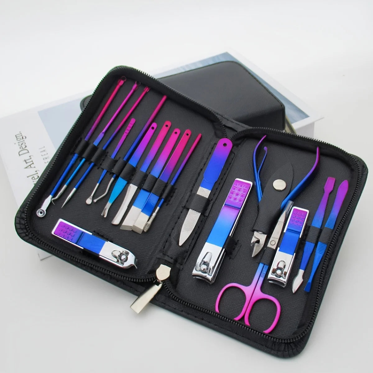 6-18pcs Set Professional Stainless Steel Manicure & Pedicure Kit Precision Nail Care with Travel Case with Nail Clipper Scissor Main image
