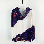 Moon Print Kangaroo Pocket Hoodie, Casual Long Sleeve Drawstring Hoodies Sweatshirt Women's Clothing