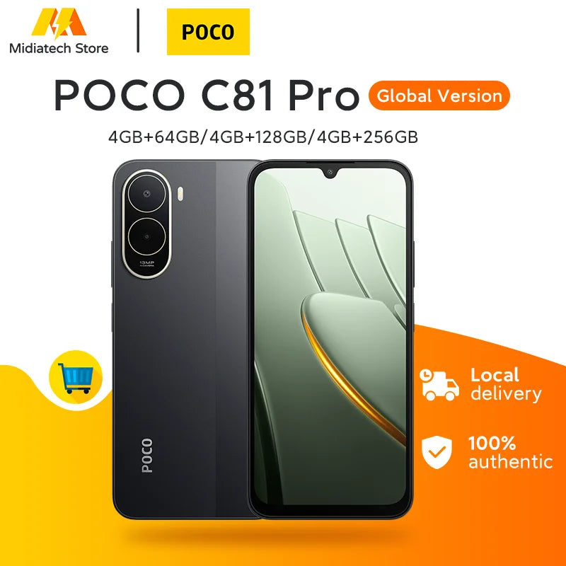 Global Version POCO C81 Pro Smartphone 6000mAh(typ) Battery 15W Charge 6.9" 120Hz LCD Display 13MP Camera NFC POCO Cellphone Image principale du produit