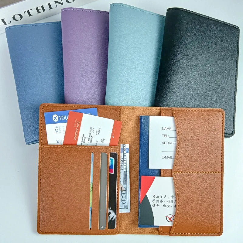 Multifunctional Document Passport Holder Protection Set Pu Leather Passport Clip Holder Travel Wallet Card Holder Image principale du produit