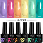 LILYCUTE 7ML 6PCS Neon Gel Nail Polish Set fluorescent Series Color Changing Semi Permanent Soak Off Manicure kit Nail Art Gel
