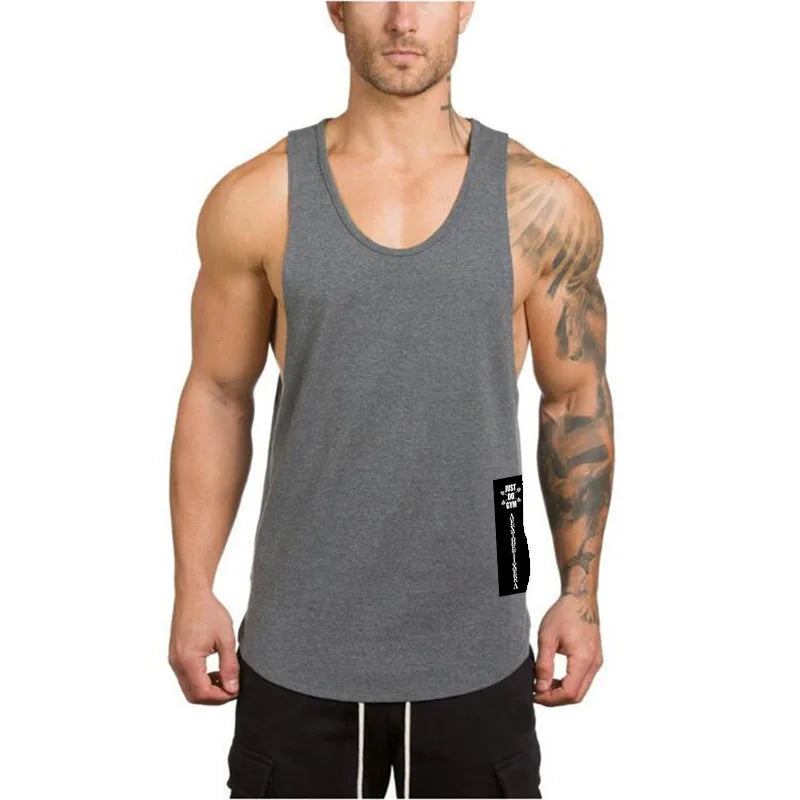 Brand Gym Sport Clothing Cotton Singlets Bodybuilding Stringer Tank Tops Mens Fitness Shirt Muscle Guys Sleeveless Running Vests